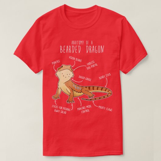ひげ竜トカゲ爬虫類解剖学4 Tシャツ (デザイン正面)