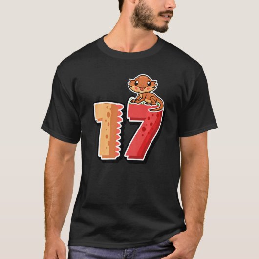 ひげ竜17誕生日爬虫類動物グラフ Tシャツ (正面)