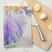ひげ絞りアイリスパープルウォーター色のティータオル キッチンタオル (四つ折り)