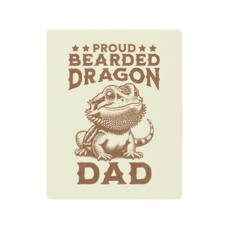 ひげ誇りを持ったつきドラゴンパパ爬虫類恋人 メタルプリント
