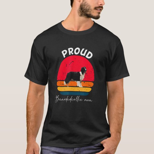 ひげ誇りを持ったひげコリー犬ママ Tシャツ (正面)