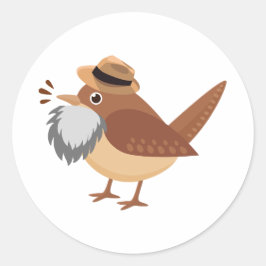 ひげ野鳥観察の鳥の灰色ひげのステッカー ラウンドシール
