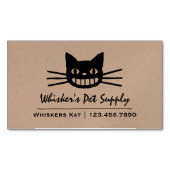 ひげ長のチェシャ猫 |黒熱狂する猫 マグネット名刺 (正面)