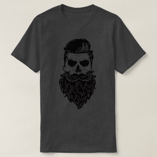 ひげ髭スカルスカルスケルトン Tシャツ (デザイン正面)