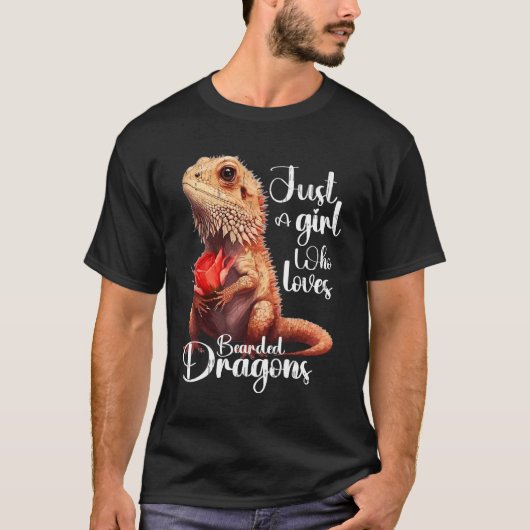 ひげ龍かわいいドラゴンが大好きな少女 Tシャツ (正面)