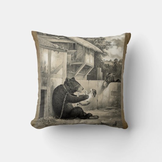 ひげ – クマ、犬とロバ クッション (正面)