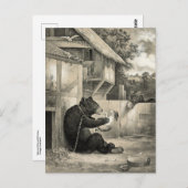 ひげ – クマ、犬とロバ ポストカード (正面/裏面)