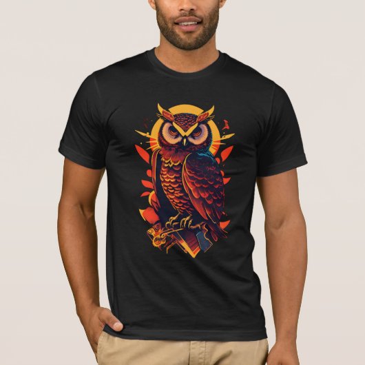 ひざまずくフクロウ・ナイト Tシャツ (正面)