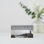 ひざまずく祈りの言葉海ロックスサンセットチャーチパストル 名刺 (スタンド正面)
