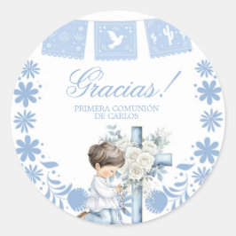 ひざまずくPrimera Comunionクラシックラウンドステッカー ラウンドシール