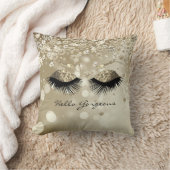 ひしきらきら光る形ゴージャス-金ゴールドまつげと眉 クッション (ブランケット)