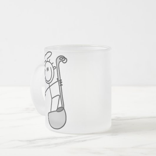 ひしゃくを持つ棒の姿のシェフ フロストグラスマグカップ (正面左)