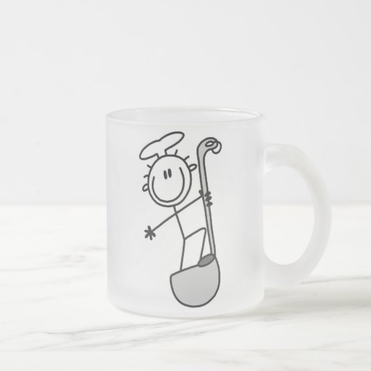 ひしゃくを持つ棒の姿のシェフ フロストグラスマグカップ (右)