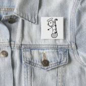 ひしゃくを持つ棒の姿のシェフ 缶バッジ (インサイチュ)