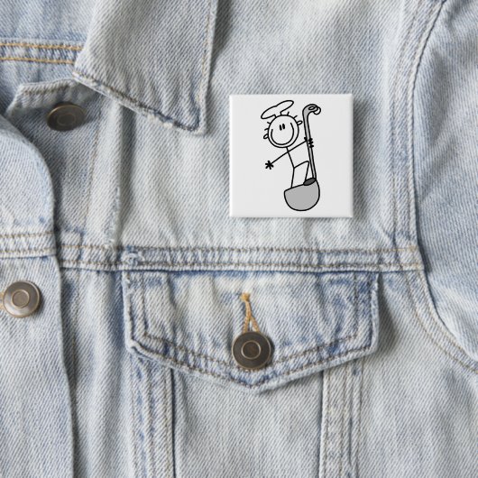 ひしゃくを持つ棒の姿のシェフ 缶バッジ (インサイチュ)