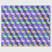 ひし形の六角ブルーグリッターライニング ラッピングペーパー (フラット)