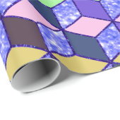 ひし形の六角ブルーグリッターライニング ラッピングペーパー (ロールコーナー)