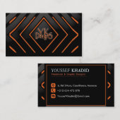 ひし形の名刺を黒くするオレンジ 名刺 (正面/裏面)