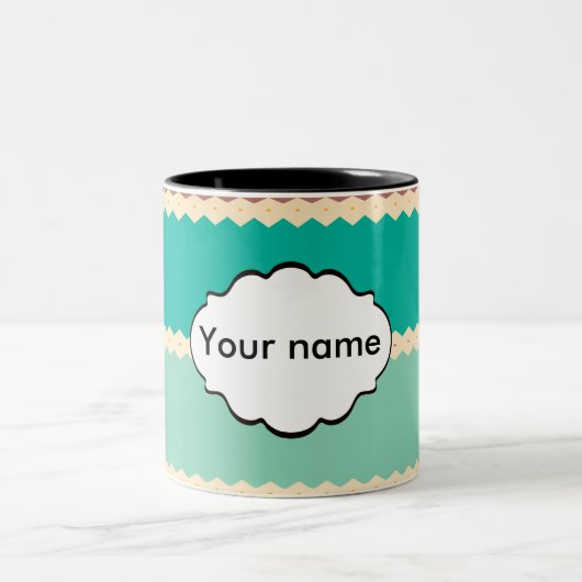 ひし形は抽象デザインを漕ぎます ツートーンマグカップ (中央)