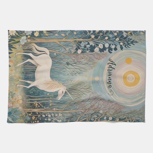 ひそひそ話の森の秘密の一角獣 キッチンタオル (横)