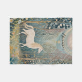 ひそひそ話の森の秘密の一角獣 フリースブランケット (正面(横))
