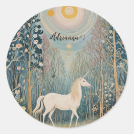 ひそひそ話の森の秘密の一角獣 ラウンドシール