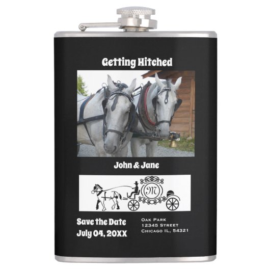 ひっかかり馬ワゴンの写真モノグラムの取得 フラスク (正面)