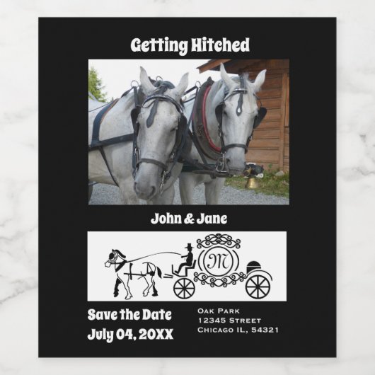 ひっかかり馬ワゴンの写真モノグラムの取得 ワインラベル (シングルラベル)