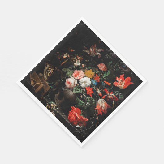 ひっくり返した花束のアブラハム・ミグノン。フローラ スタンダードランチョンナプキン (角)