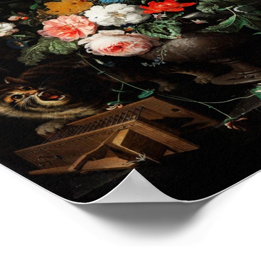 ひっくり返した花束のアブラハム・ミグノン。フローラ ポスター (角)