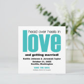 ひっくり返るほど愛に満ちた結婚式のお知らせ(Save the Date)招待状, アクア 招待状 (スタンド正面)