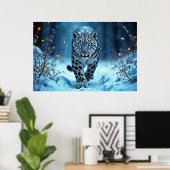 ひっそりと冬の猫白熱［赤熱］光を放つの目の凍ってい世界 ポスター (ホームオフィス)