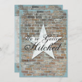 ひっつかまれた素朴星のれんがの結婚式の招待 招待状 (正面/裏面)