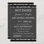 ひっぱった素朴黒板の国の結婚式 招待状 (正面/裏面)