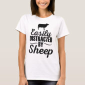 ひつじに気を取られる Funny Design Tシャツ (正面)
