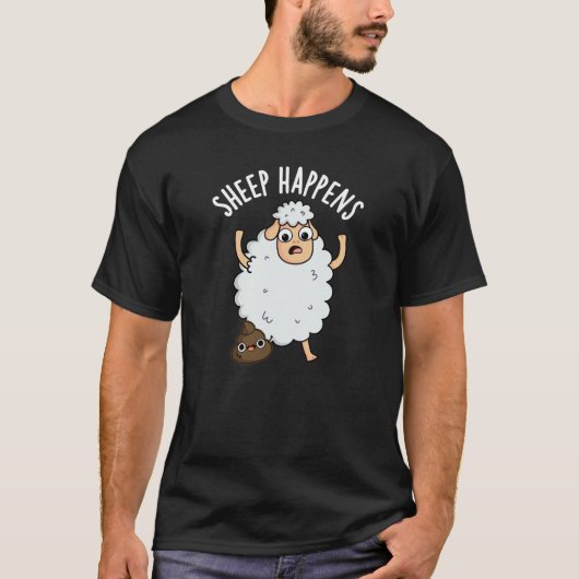 ひつじのうんちダークユーモア ダーク背景 Tシャツ (正面)
