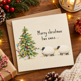 ひつじのデザインのクリスマスグリーティングカード ノートカード