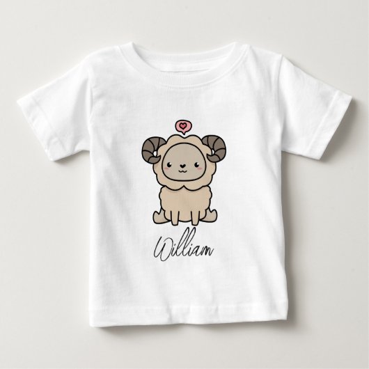 ひつじの名入れ - ひつじ好きへのギフト ベビーTシャツ (正面)