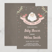 ひつじの赤ちゃんのシャワー招待状 ピンクの春 招待状 (正面/裏面)