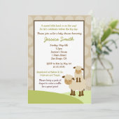 ひつじの赤ちゃんシャワー招待状 ニュートラル 招待状 (スタンド正面)