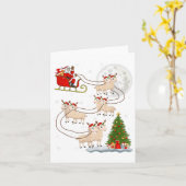 ひつじの赤ちゃん サンタのそり 空飛ぶ 面白い 魔法のクリスマス カード (黄色い花)