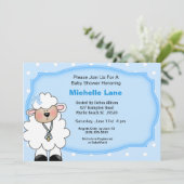 ひつじの赤ちゃん 男の子のベビーシャワー招待状 招待状 (スタンド正面)