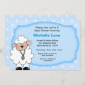 ひつじの赤ちゃん 男の子のベビーシャワー招待状 招待状 (正面/裏面)