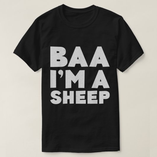 ひつじの「ベエー、私は羊です」面白いテキストデザイン Tシャツ (デザイン正面)