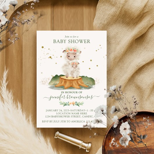 ひつじママ うさぎベイビー 招待状