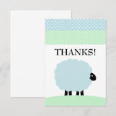 ひつじ 感謝のメッセージカード 青 緑 カスタマイズ 招待状 (正面/裏面)
