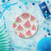 ひとつだけのスイカ 水玉柄紙皿 夏 誕生日 ペーパープレート (パーティー)