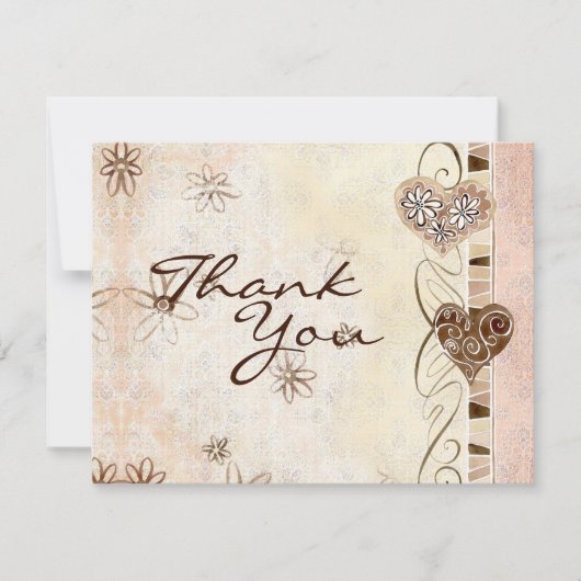 ひとつになった2つのハート 感謝のメモ 招待状 (正面)