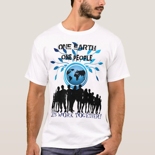 ひとつの地球、ひとつの人々、協力しよう Tシャツ (正面)