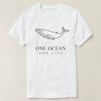 *ひとつの海 ひとつの命 - ミニマリストクジララインアートTシャツ* Tシャツ